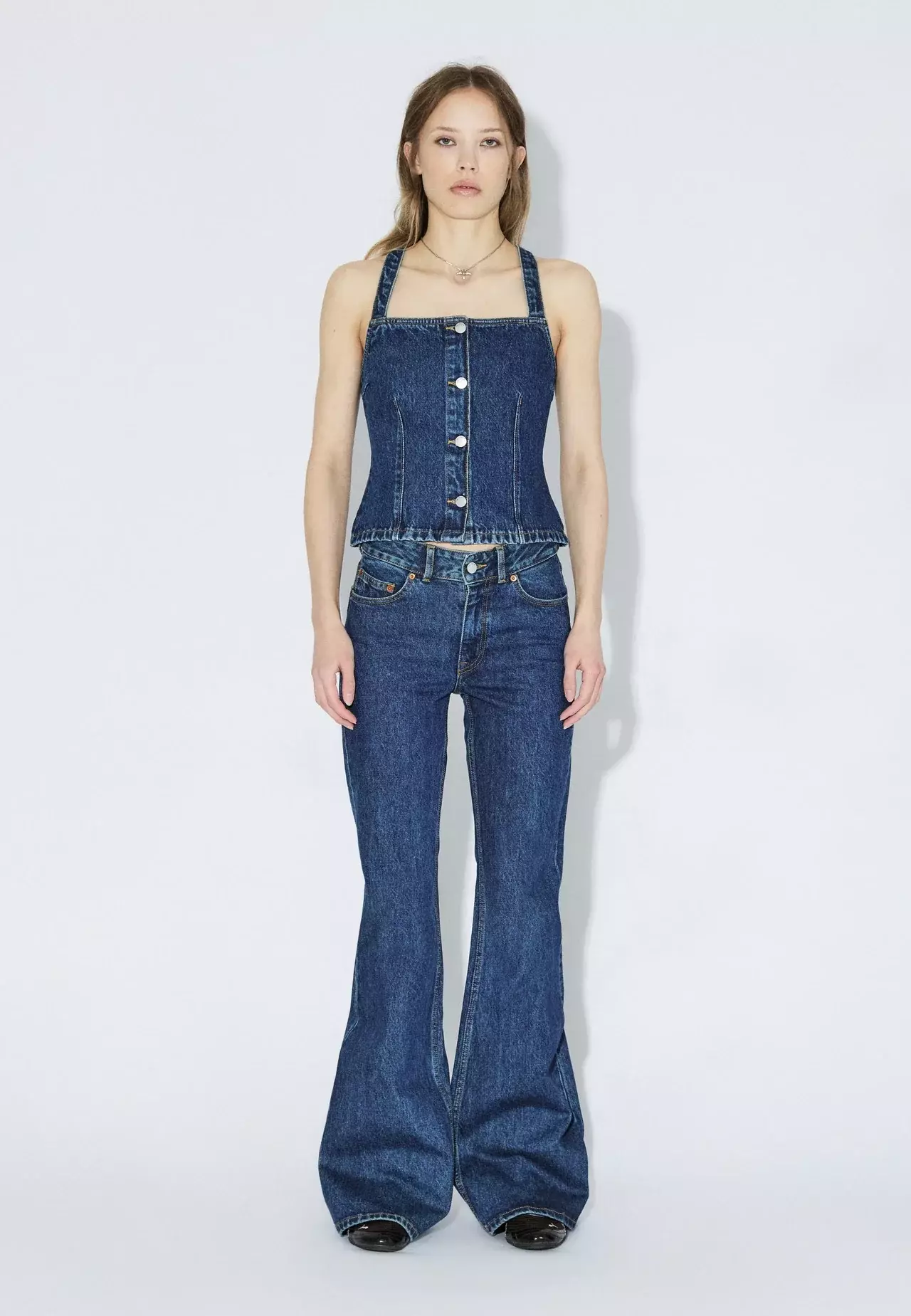 Dr. Denim Niamh Top Stream Dark Retro Vintage Denim Damen blau